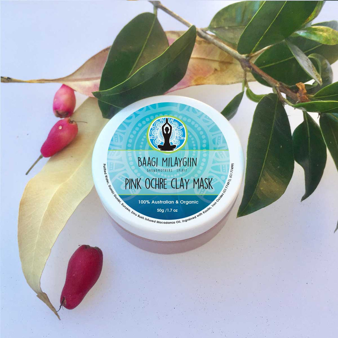 Australian Traditional Pink Ochre Clay Mask & Applicator Brush